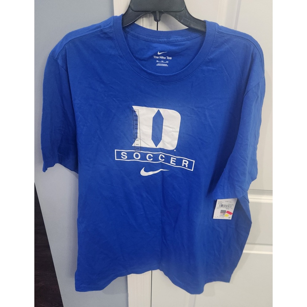 Nike Duke Blue Devils Soccer T-Shirt Mens XXL Blue Short Sleeve NWT Collegiate